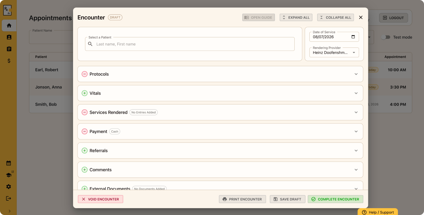 The Encounters workflow after the redesign